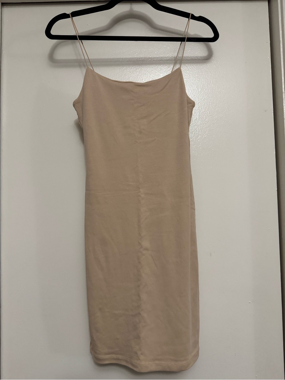 Zara Beige Spaghetti-Strap Midi Slip Dress
